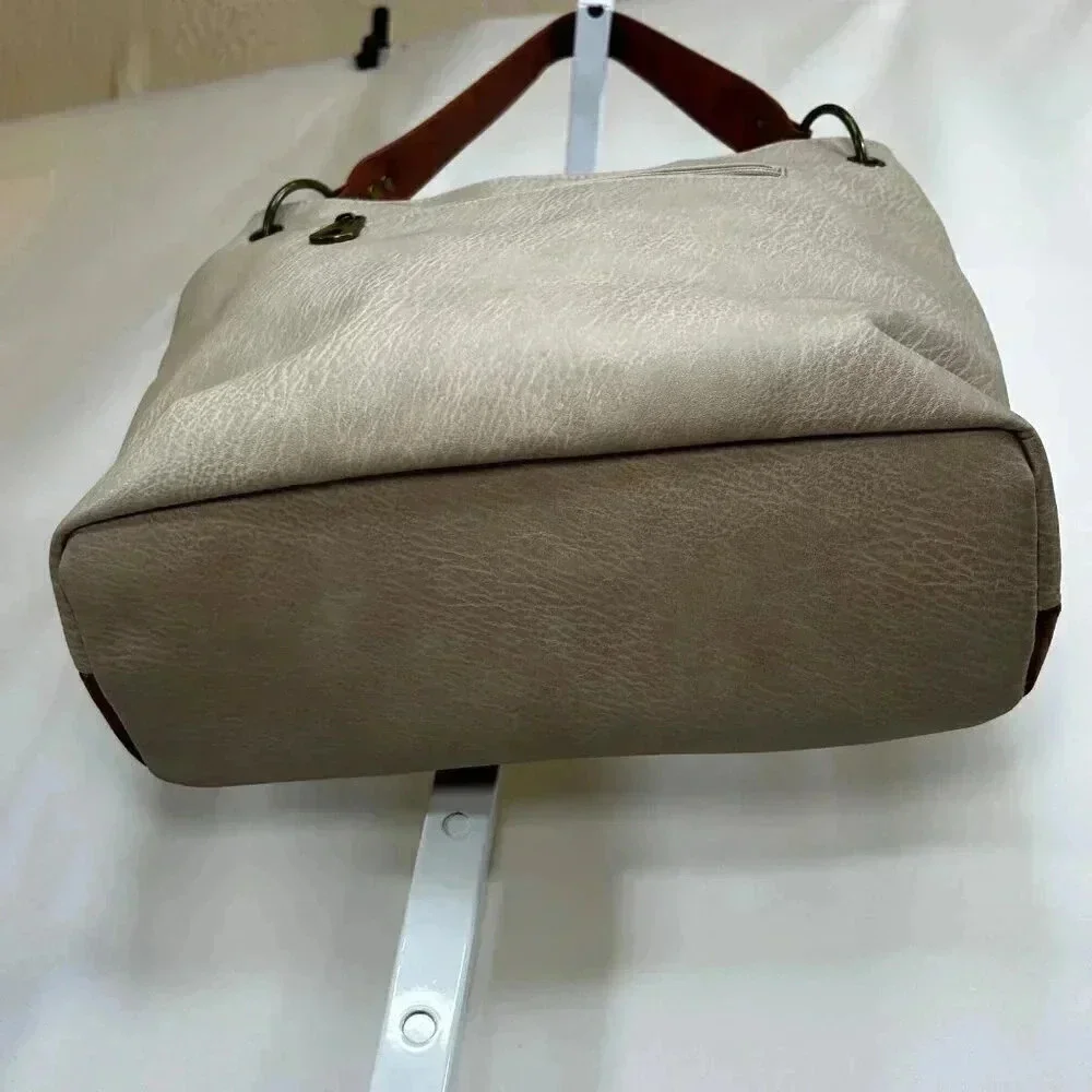 Montana West Hobo Shoulder Handbag Taupe Brown Two Tone